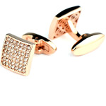 Full Diamond Precision White Diamond Cufflinks Rose Gold French Cufflinks