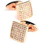 Full Diamond Precision White Diamond Cufflinks Rose Gold French Cufflinks