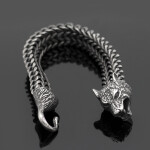 Bracelet Men Stainless Steel Vintage Black Wolf Head Cuban Chain Hand Wristband Male Fashion Jewelry Wholesale Accessories Gifts